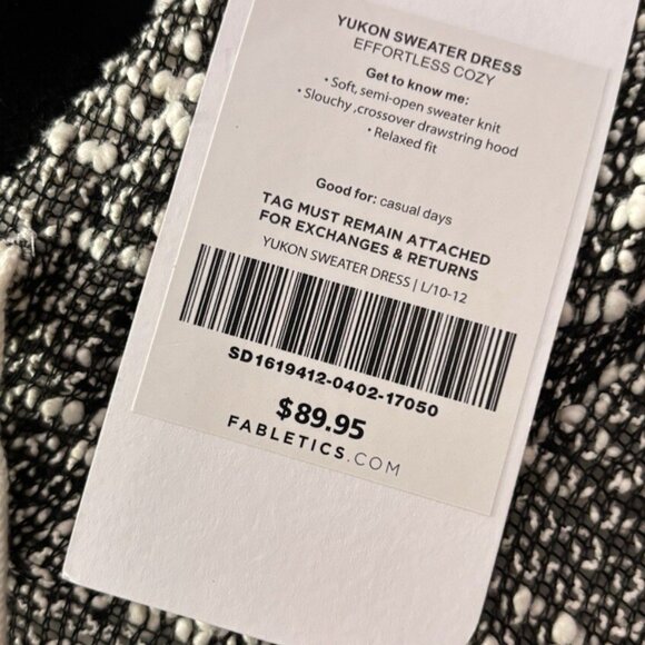 Fabletics Yukon Long Sleeve Fleece Dress Size Large Cream/black Nwt - Picture 5 of 12
